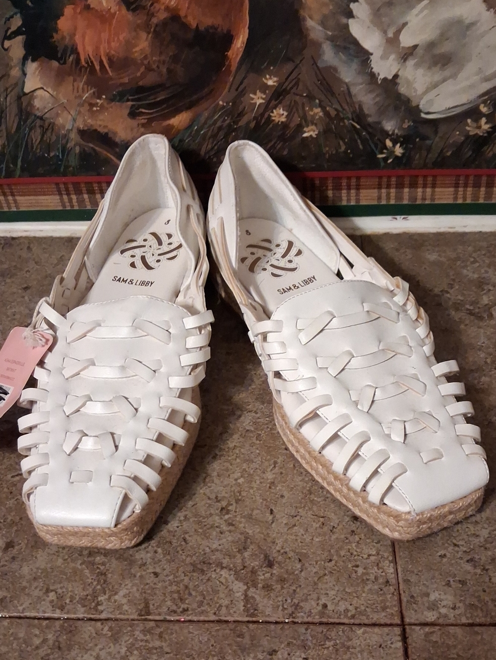 Sam & Libby White Woven Espadrille Flats